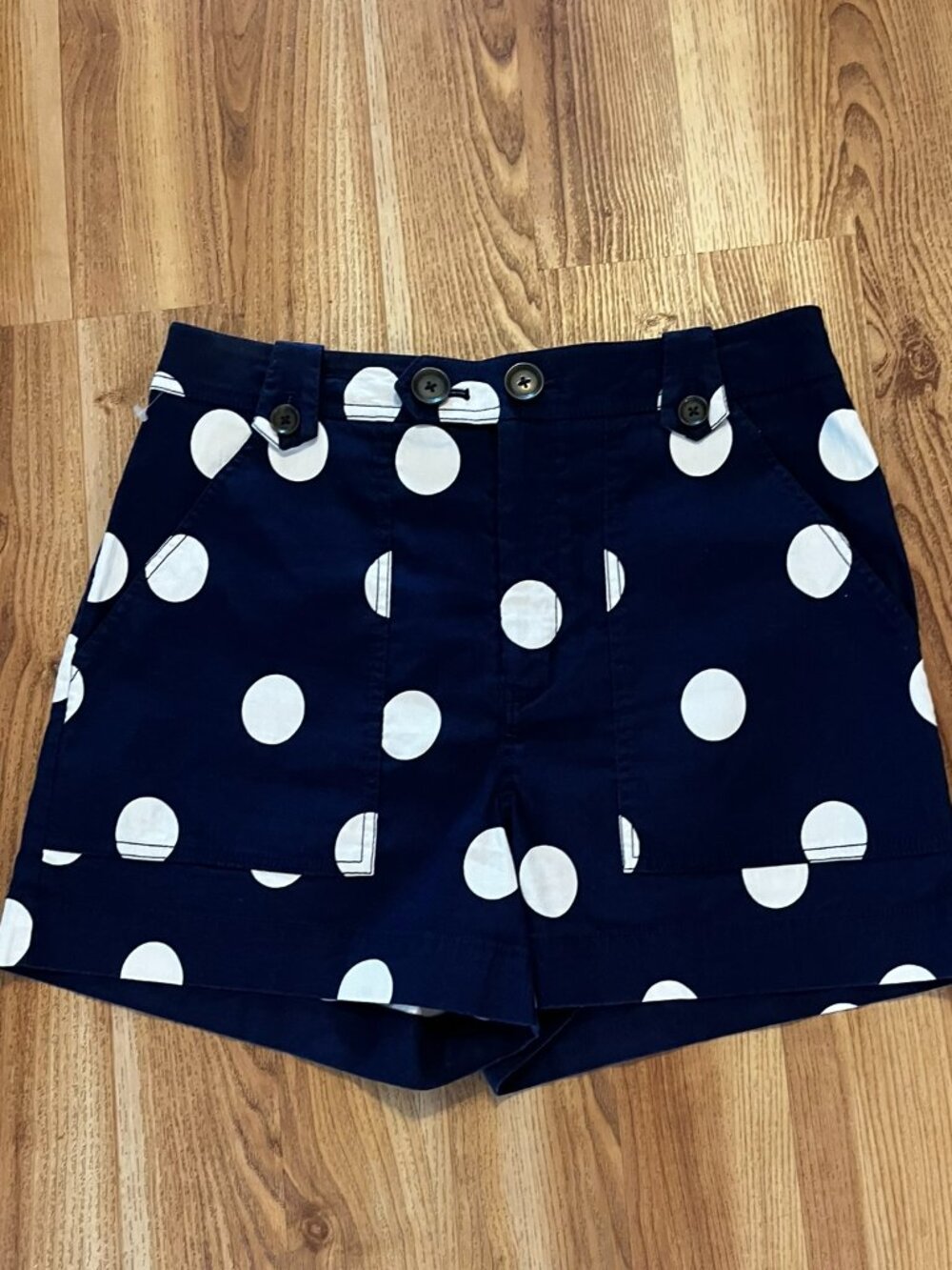 Maeve Woman's Summer Festival High-Rise Blue/White Polka Dot Shorts Sz 10
